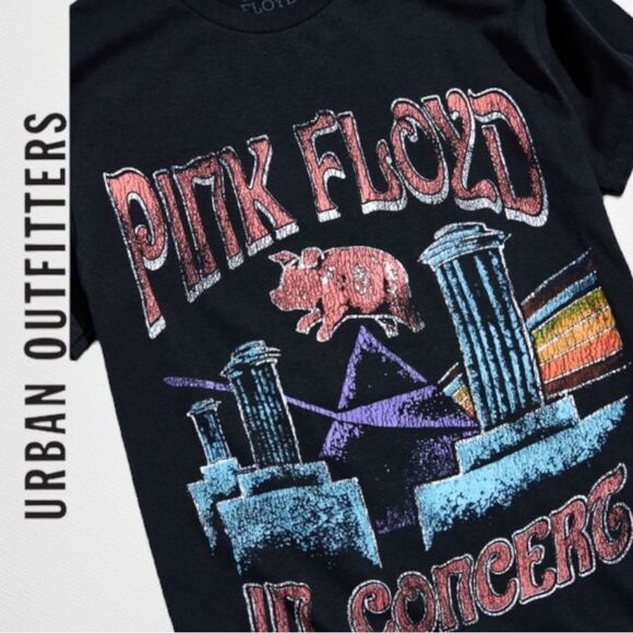 UO URBAN OUTFITTERS Pink Floyd Black In Concert Tee Shirt T-Shirt NEW M - Picture 2 of 2